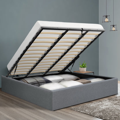 Artiss Bed Frame King Size Gas Lift Base With Storage Platform Grey Fabric Toki Collection-Bed Frames-PEROZ Accessories
