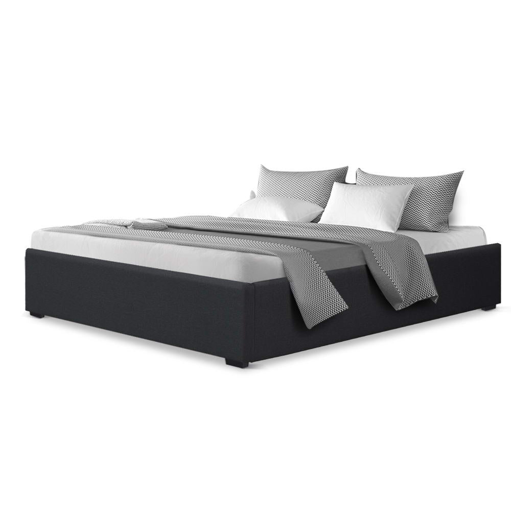 Artiss TOKI Queen Size Storage Gas Lift Bed Frame without Headboard Fabric Charcoal-Bed Frames-PEROZ Accessories