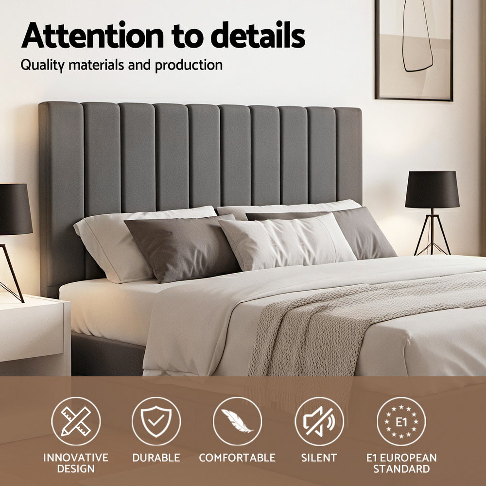 Artiss King Bed Frame with Storage Grey Velvet Headboard Gas Lift Platform Base-Furniture &gt; Bedroom &gt; Beds &amp; Bed Frames-PEROZ Accessories