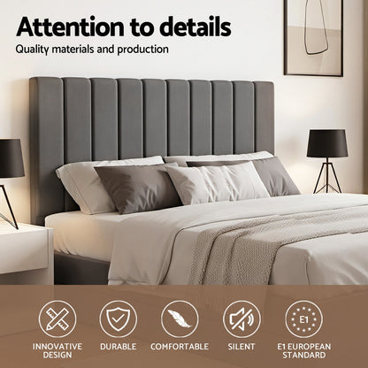 Artiss King Bed Frame with Storage Grey Velvet Headboard Gas Lift Platform Base-Furniture &gt; Bedroom &gt; Beds &amp; Bed Frames-PEROZ Accessories