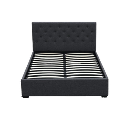 Artiss Bed Frame Double Size Gas Lift Base With Storage Charcoal Fabric Vila Collection-Bed Frames-PEROZ Accessories