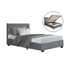 Artiss Vila Bed Frame Fabric Gas Lift Storage - Grey King Single-Bed Frames-PEROZ Accessories