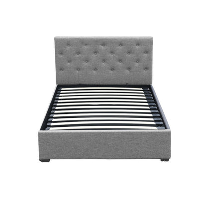 Artiss Vila Bed Frame Fabric Gas Lift Storage - Grey King Single-Bed Frames-PEROZ Accessories