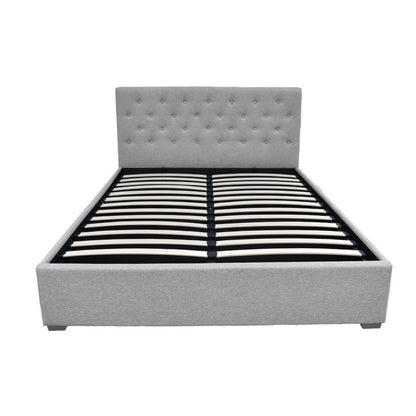 Artiss Vila Bed Frame Fabric Gas Lift Storage - Grey Queen-Furniture &gt; Bedroom-PEROZ Accessories