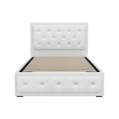 Artiss Tiyo Bed Frame PU Leather Gas Lift Storage - White King Single-Bed Frames-PEROZ Accessories