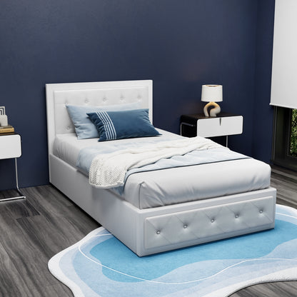 Artiss Tiyo Bed Frame PU Leather Gas Lift Storage - White King Single-Bed Frames-PEROZ Accessories