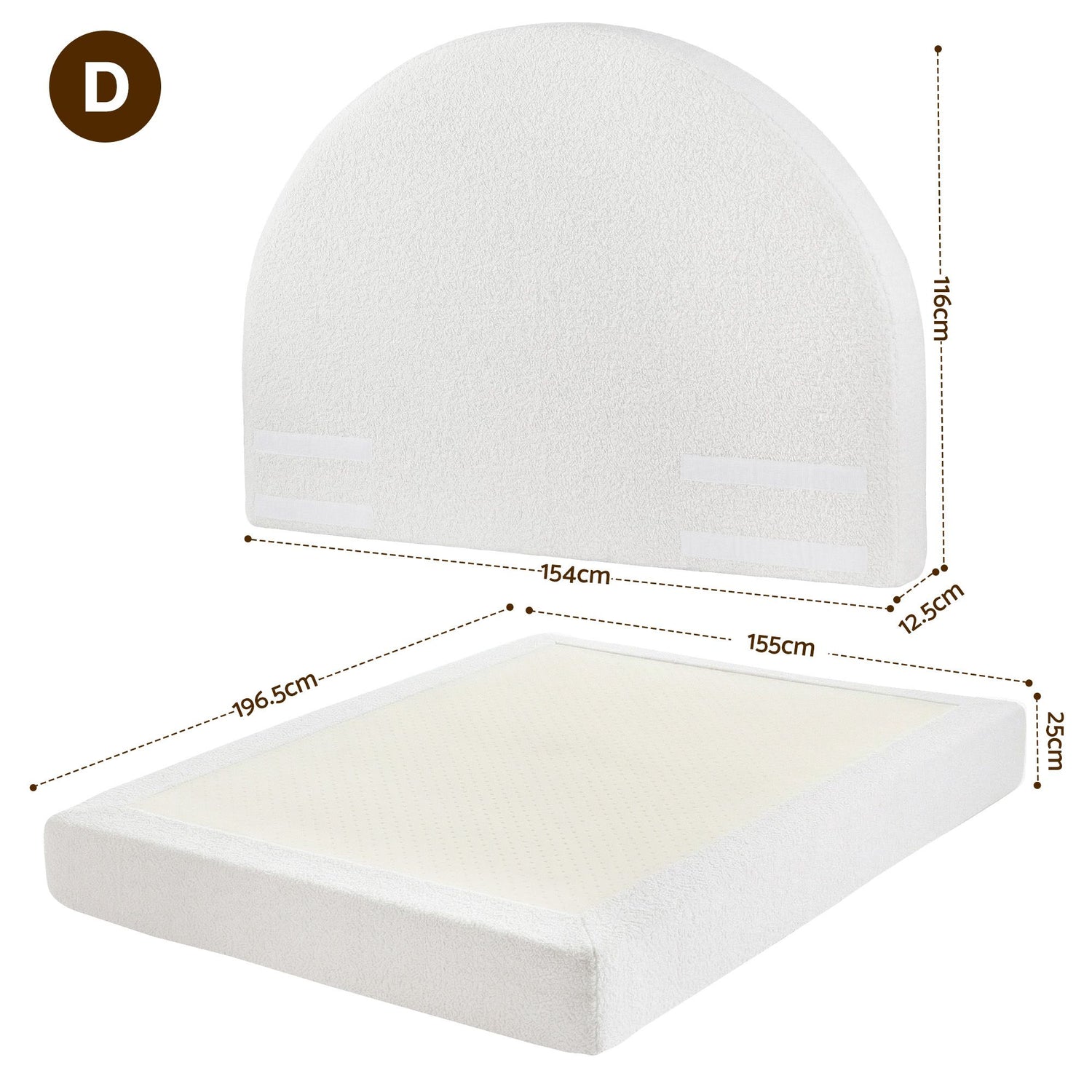 Artiss Double Bed Frame Boucle Fabric Vacuum Compressed Beds Removable Washable Cover No-Assembly-Furniture > Bedroom > Beds &amp; Bed Frames-PEROZ Accessories