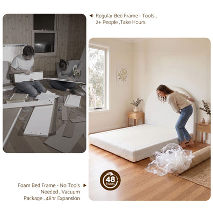 Artiss Double Bed Frame Boucle Fabric Vacuum Compressed Beds Removable Washable Cover No-Assembly-Furniture > Bedroom > Beds &amp; Bed Frames-PEROZ Accessories