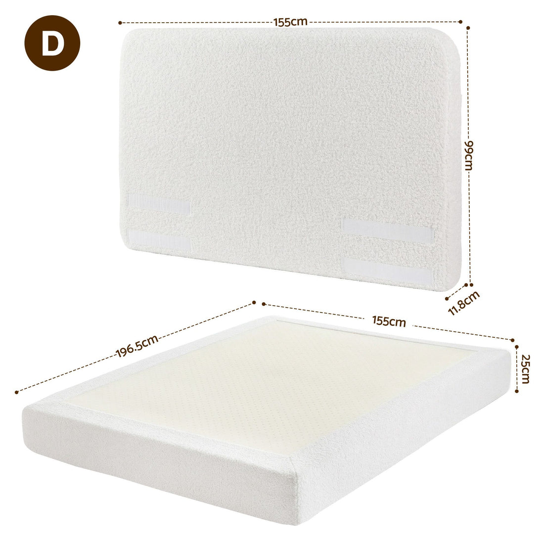 Artiss Double Bed Frame Boucle Fabric Vacuum Compressed Beds Removable Washable Cover-Furniture > Bedroom > Beds &amp; Bed Frames-PEROZ Accessories