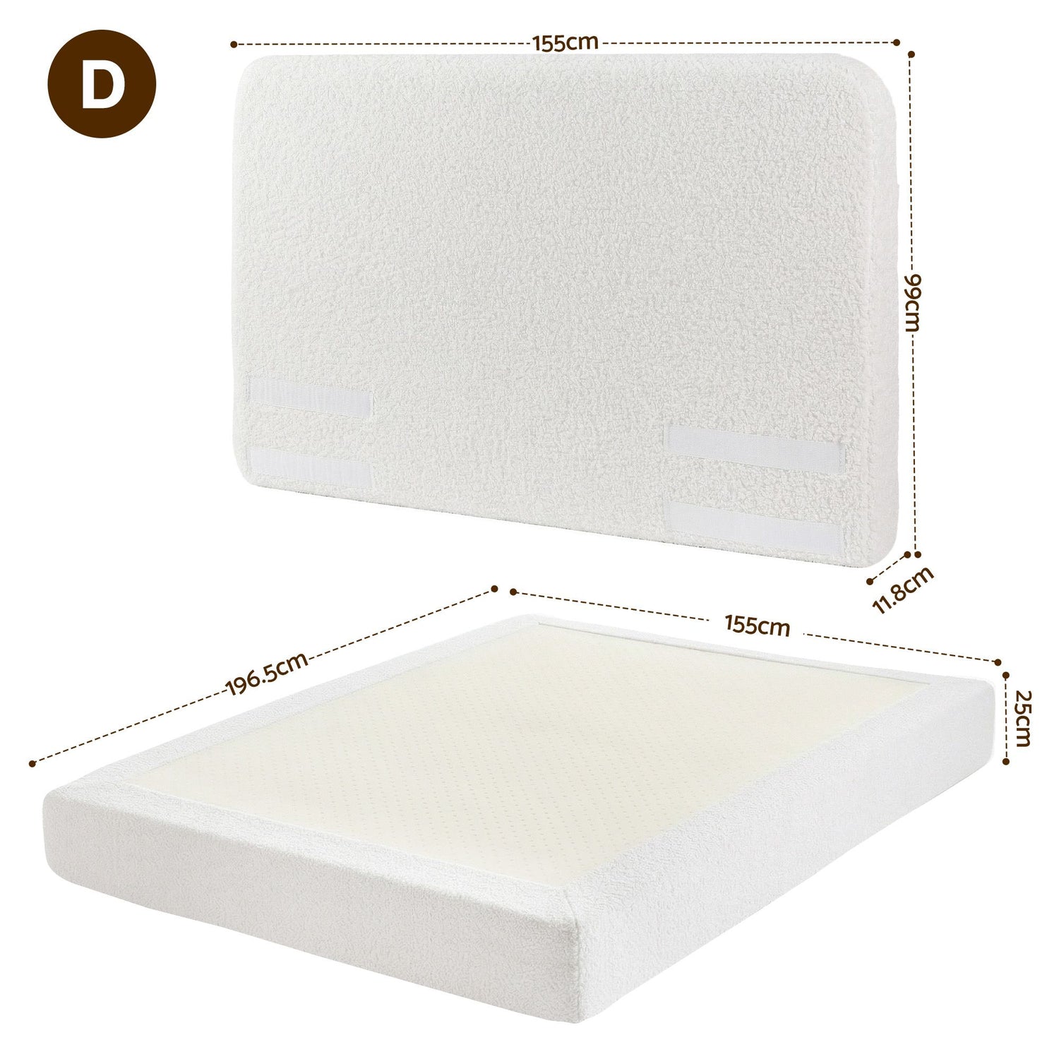 Artiss Double Bed Frame Boucle Fabric Vacuum Compressed Beds Removable Washable Cover-Furniture > Bedroom > Beds &amp; Bed Frames-PEROZ Accessories