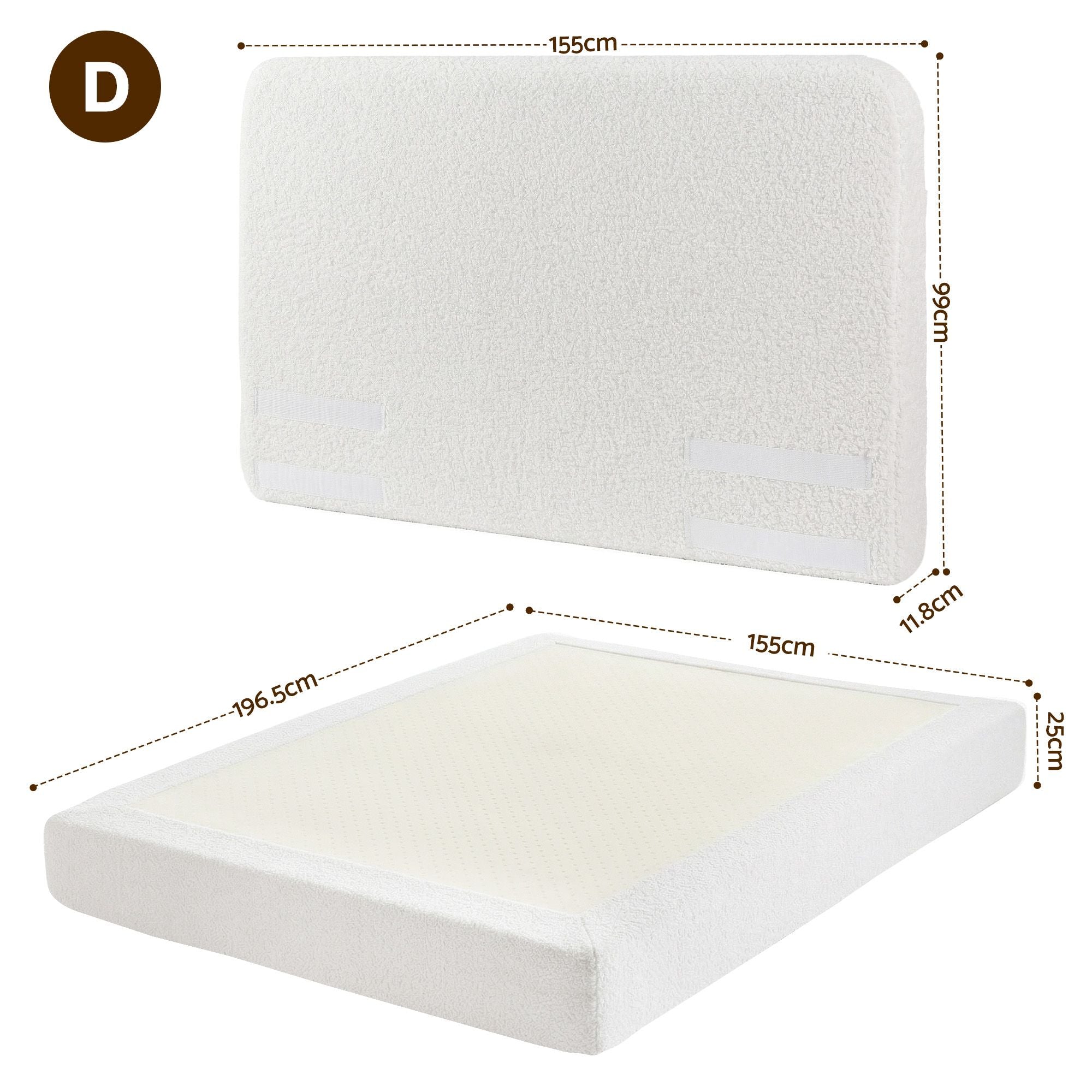 Artiss Double Bed Frame Boucle Fabric Vacuum Compressed Beds Removable Washable Cover-Furniture > Bedroom > Beds &amp; Bed Frames-PEROZ Accessories