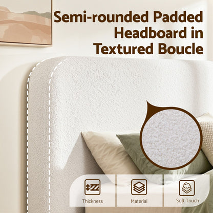 Artiss Double Bed Frame Boucle Fabric Vacuum Compressed Beds Removable Washable Cover-Furniture > Bedroom > Beds &amp; Bed Frames-PEROZ Accessories