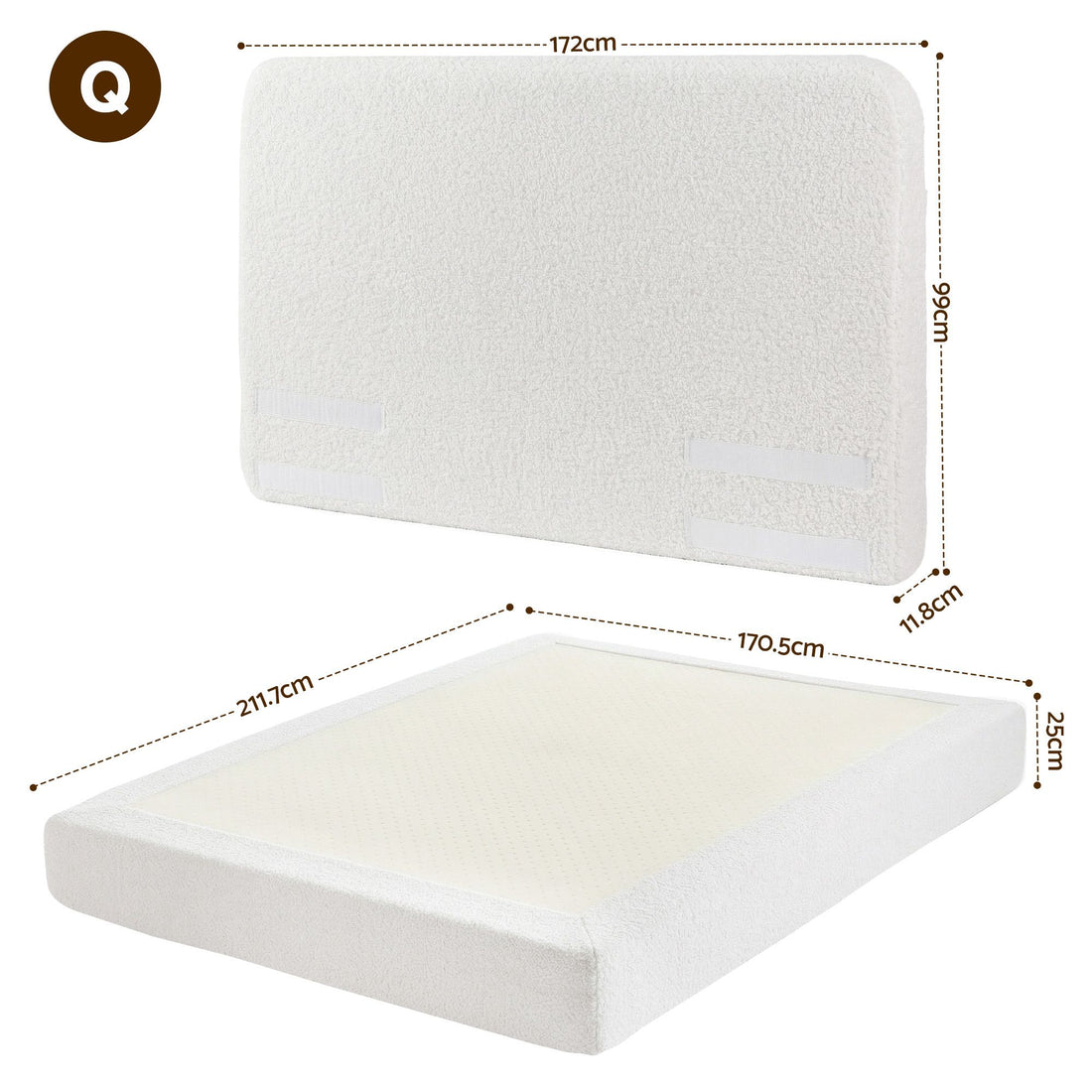 Artiss Queen Bed Frame Boucle Fabric Vacuum Compressed Beds Washable Cover No-Assembly-Furniture > Bedroom > Beds &amp; Bed Frames-PEROZ Accessories