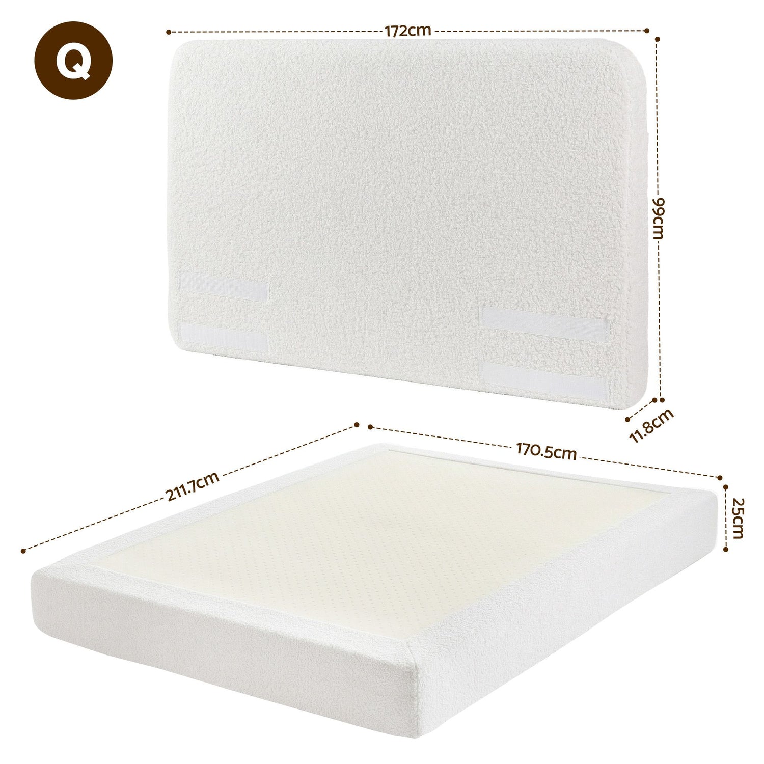 Artiss Queen Bed Frame Boucle Fabric Vacuum Compressed Beds Washable Cover No-Assembly-Furniture > Bedroom > Beds &amp; Bed Frames-PEROZ Accessories