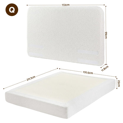 Artiss Queen Bed Frame Boucle Fabric Vacuum Compressed Beds Washable Cover No-Assembly-Furniture > Bedroom > Beds &amp; Bed Frames-PEROZ Accessories
