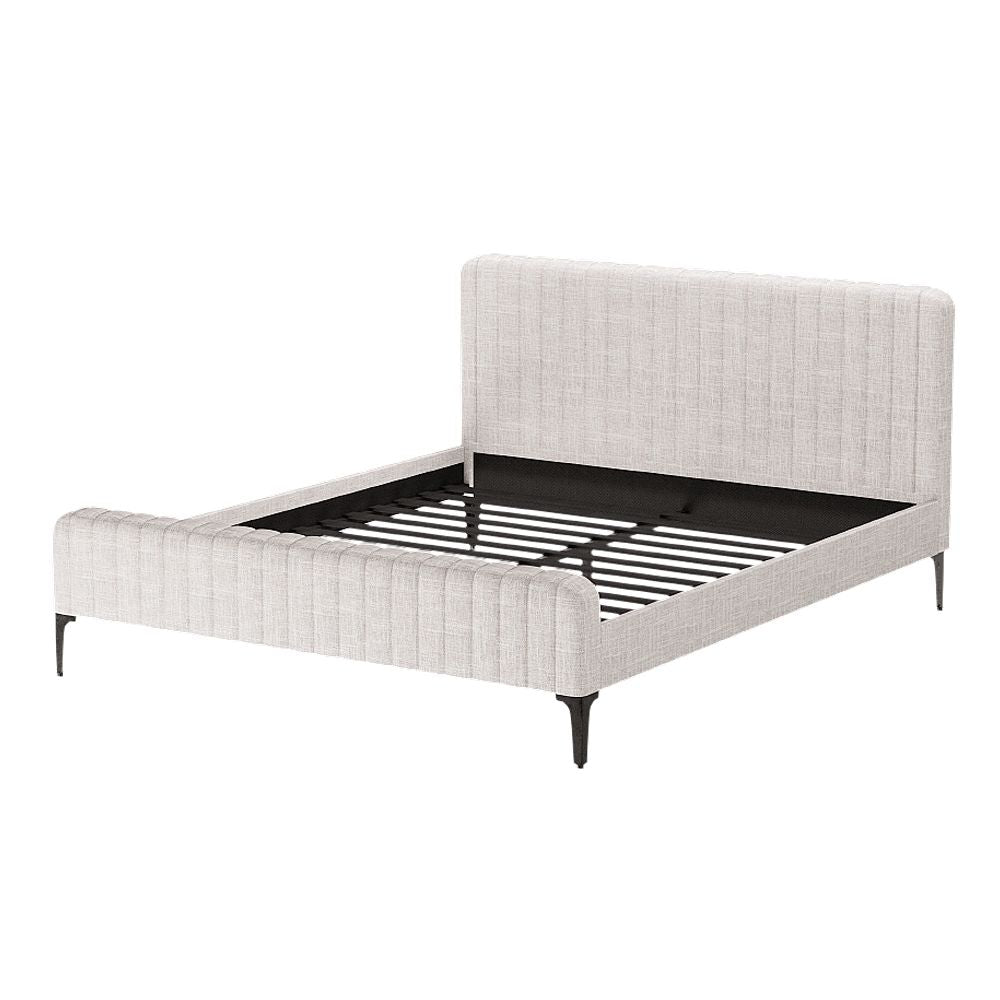 Artiss Bed Frame King Bed Base w Headboard Beige Fabric Wooden Slats Metal Legs-Furniture > Bedroom-PEROZ Accessories
