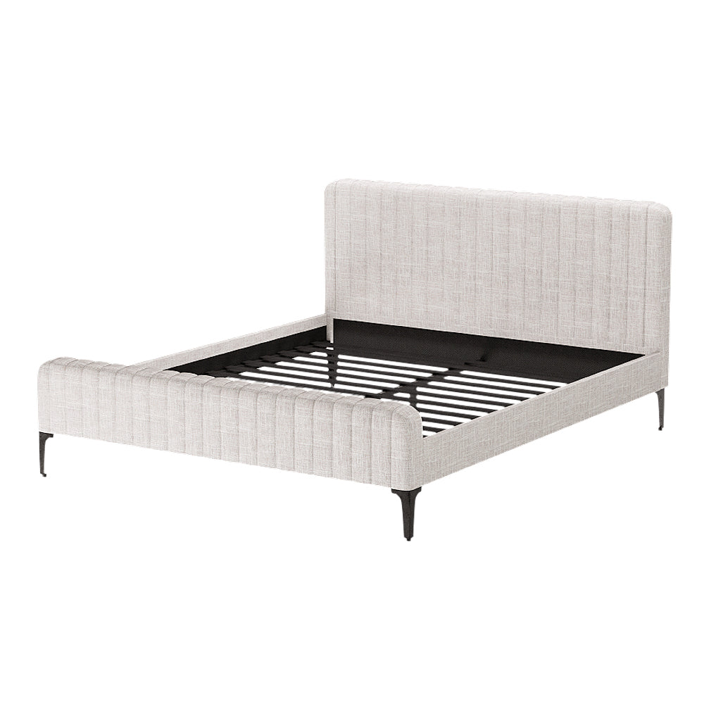 Artiss Bed Frame King Bed Base w Headboard Beige Fabric Wooden Slats Metal Legs-Furniture &gt; Bedroom-PEROZ Accessories