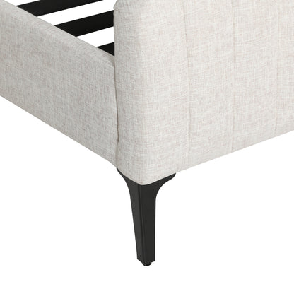 Artiss Bed Frame King Bed Base w Headboard Beige Fabric Wooden Slats Metal Legs-Furniture &gt; Bedroom-PEROZ Accessories