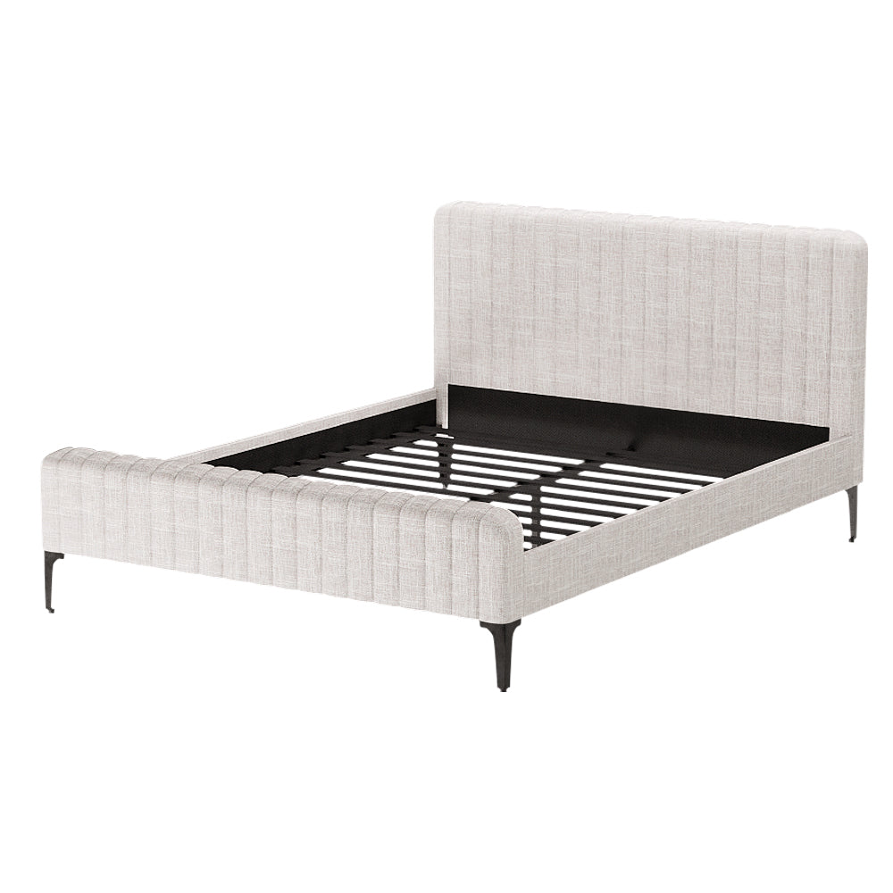 Artiss Bed Frame Queen Bed Base w Headboard Beige Fabric Wooden Slats Metal Legs-Furniture &gt; Bedroom-PEROZ Accessories