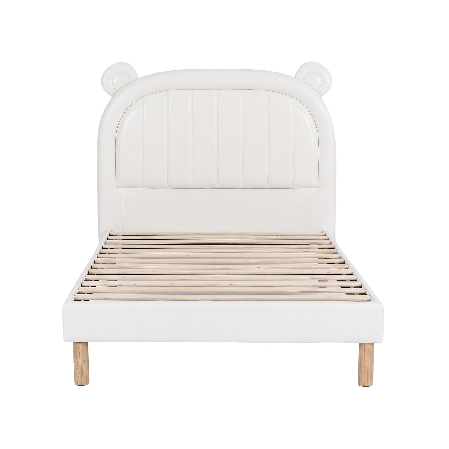 Artiss Kids King Single Bed Frame Bear Ears Headboard Upholstered Leather Platform Bed for Child-Furniture > Bedroom > Beds &amp; Bed Frames-PEROZ Accessories