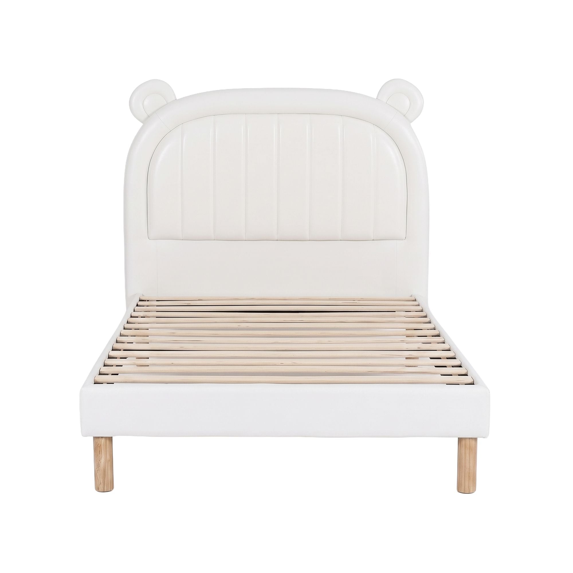 Artiss Kids King Single Bed Frame Bear Ears Headboard Upholstered Leather Platform Bed for Child-Furniture > Bedroom > Beds &amp; Bed Frames-PEROZ Accessories
