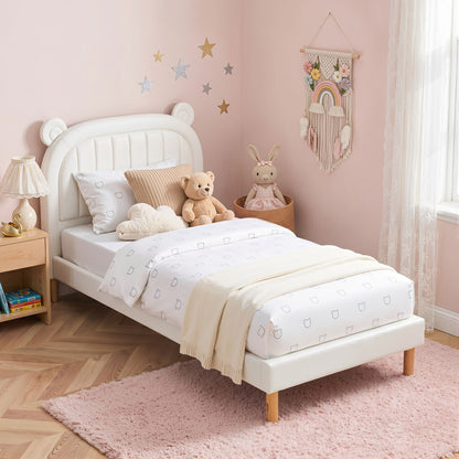 Artiss Kids King Single Bed Frame Bear Ears Headboard Upholstered Leather Platform Bed for Child-Furniture > Bedroom > Beds &amp; Bed Frames-PEROZ Accessories