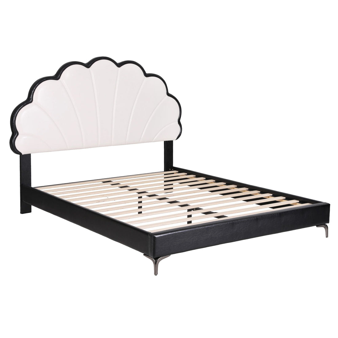 Artiss Queen Bed Frame with Adjustable Shell Headboard and PVC Upholstery-Furniture > Bedroom > Beds &amp; Bed Frames-PEROZ Accessories
