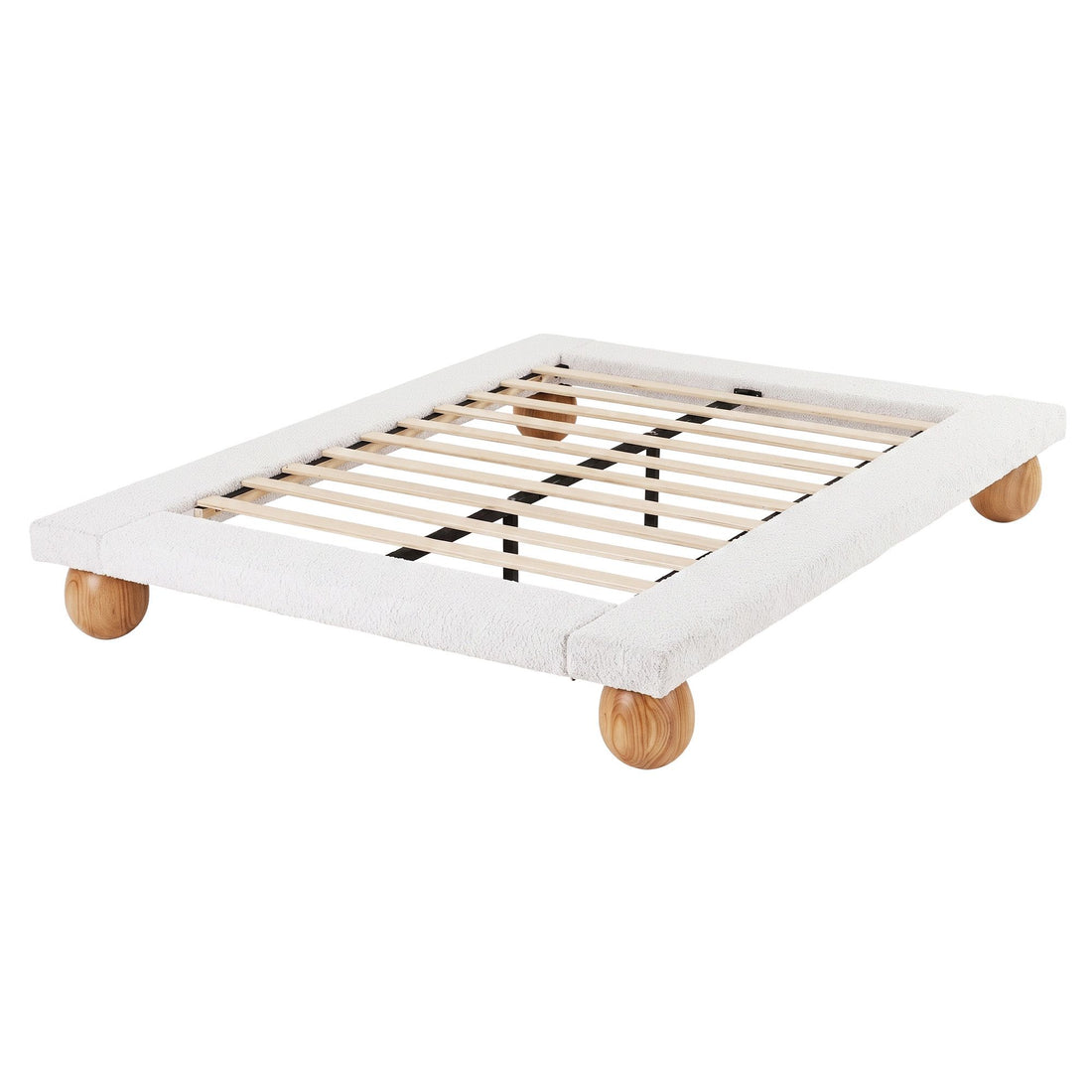 Artiss Queen Bed Frame with Boucle Upholstery and Solid Rubber Wood Legs-Furniture > Bedroom > Beds &amp; Bed Frames-PEROZ Accessories