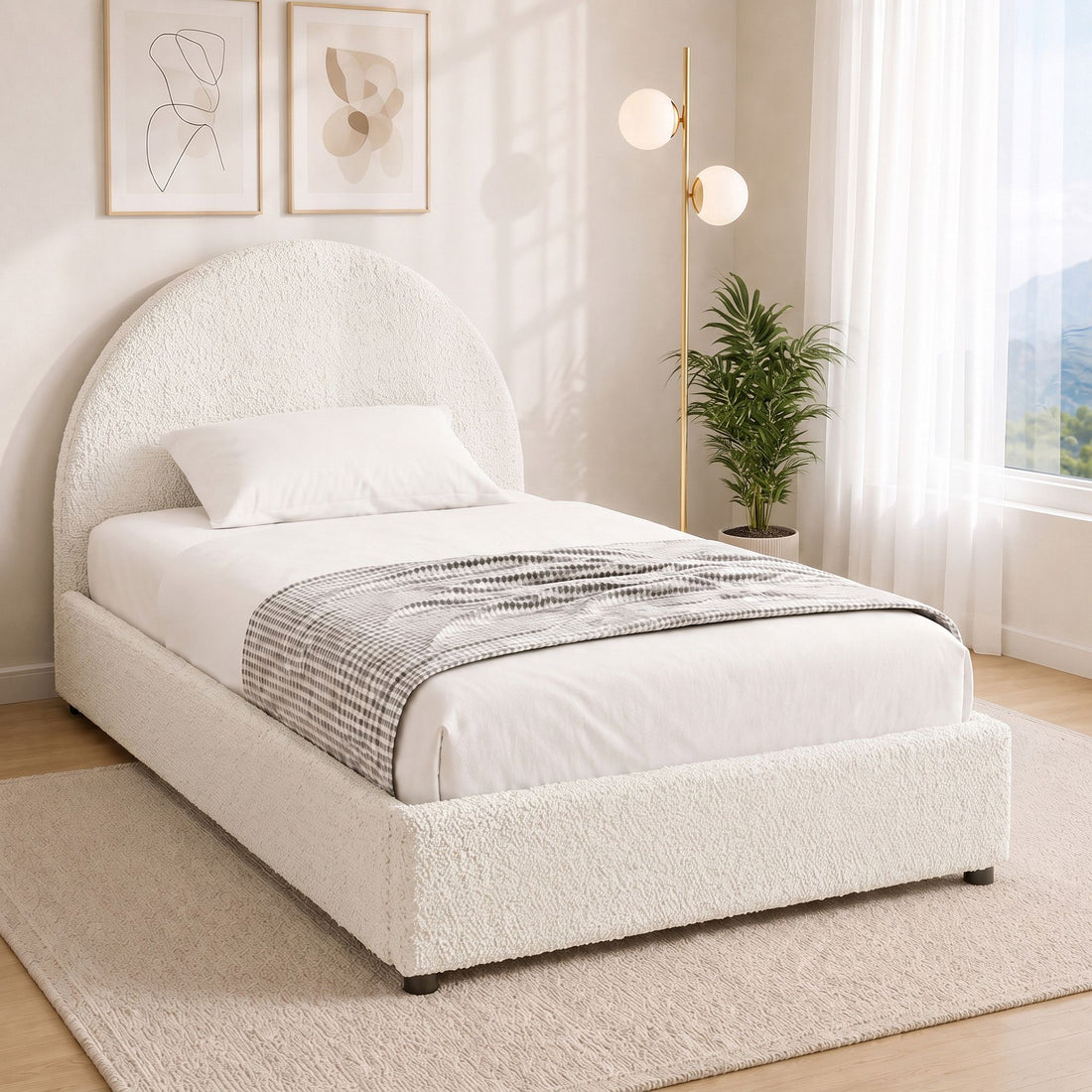 Artiss Bed Frame Gas Lift Strorage Beds Base Platform Boucle Fabric King Single ELLA-Furniture > Bedroom > Beds &amp; Bed Frames-PEROZ Accessories