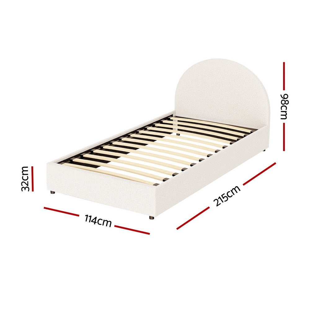 Artiss Bed Frame Gas Lift Strorage Beds Base Platform Boucle Fabric King Single ELLA-Furniture &gt; Bedroom &gt; Beds &amp; Bed Frames-PEROZ Accessories