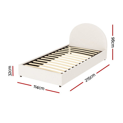 Artiss Bed Frame Gas Lift Strorage Beds Base Platform Boucle Fabric King Single ELLA-Furniture &gt; Bedroom &gt; Beds &amp; Bed Frames-PEROZ Accessories