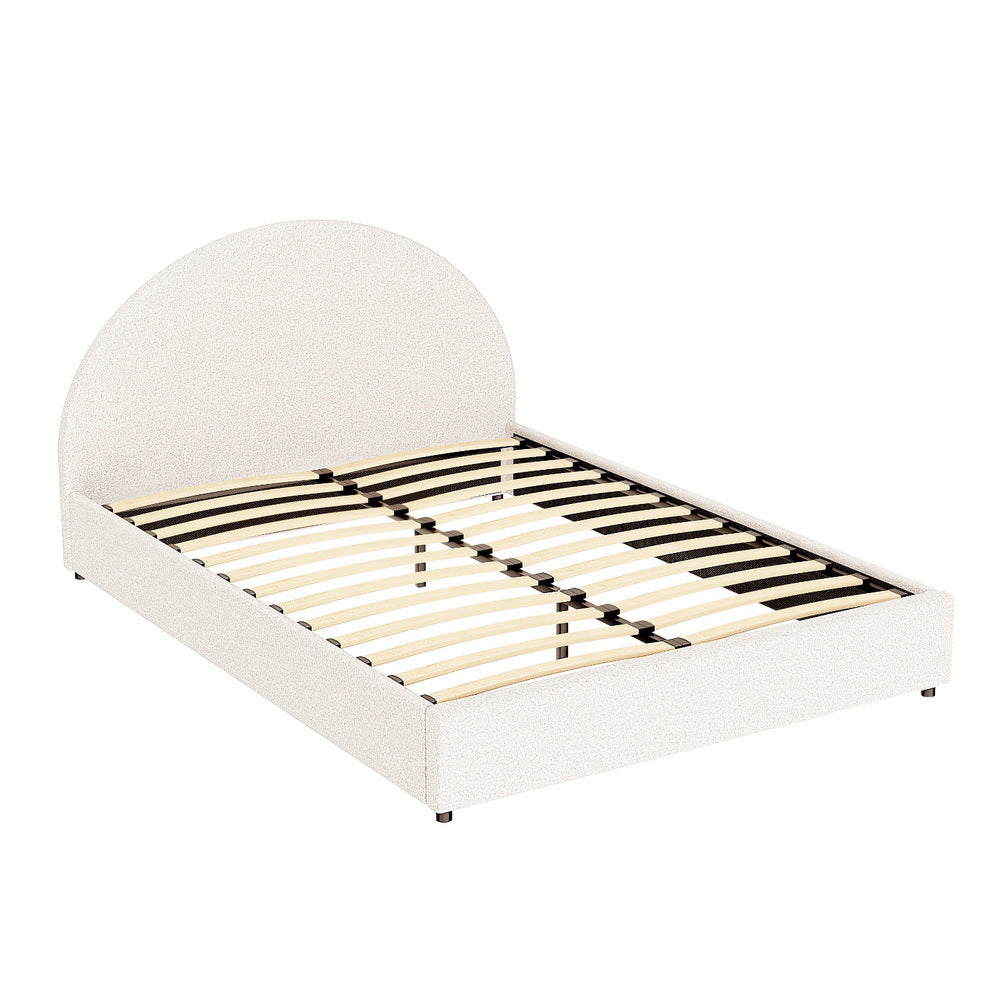 Artiss Bed Frame Gas Lift Strorage Beds Base Platform Boucle Fabric Queen ELLA-Furniture &gt; Bedroom &gt; Beds &amp; Bed Frames-PEROZ Accessories