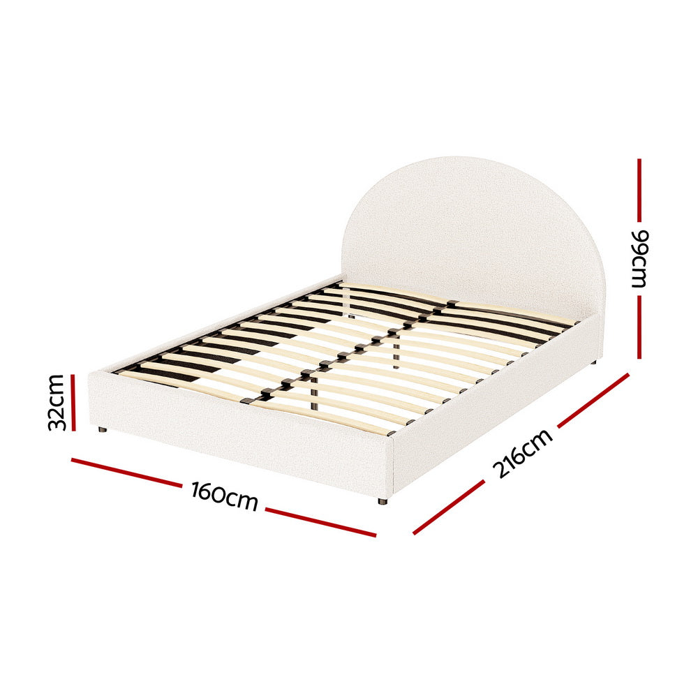 Artiss Bed Frame Gas Lift Strorage Beds Base Platform Boucle Fabric Queen ELLA-Furniture &gt; Bedroom &gt; Beds &amp; Bed Frames-PEROZ Accessories