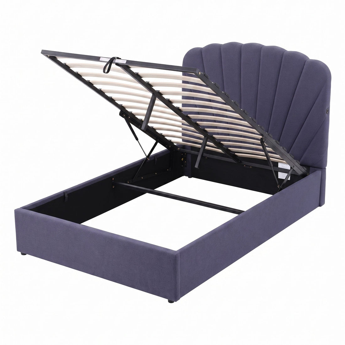Artiss Double Bed Frame with Lift Up Storage and USB Ports Grey-Furniture > Bedroom > Beds &amp; Bed Frames-PEROZ Accessories