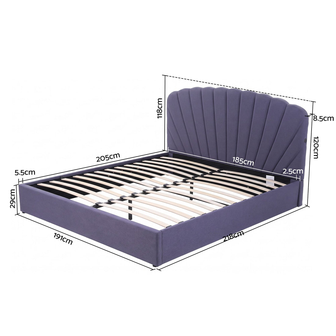 Artiss King Bed Frame with Lift Up Storage and USB Ports Grey-Furniture > Bedroom > Beds &amp; Bed Frames-PEROZ Accessories