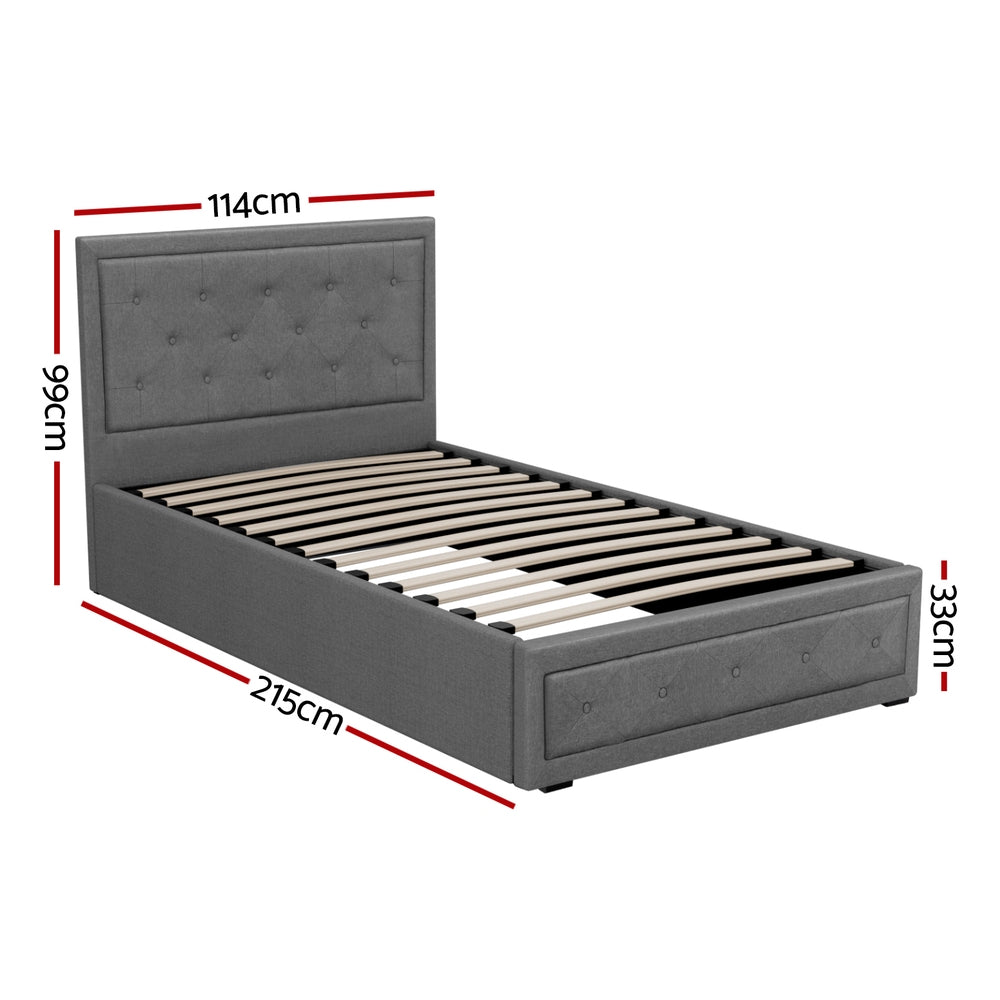 Artiss Bed Frame King Single Size Gas Lift Mattress Base with Storage Fabric-Bed Frames-PEROZ Accessories