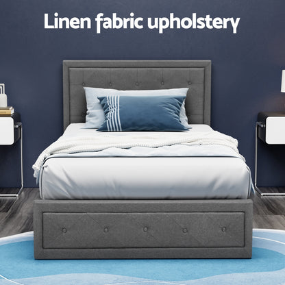 Artiss Bed Frame King Single Size Gas Lift Mattress Base with Storage Fabric-Bed Frames-PEROZ Accessories