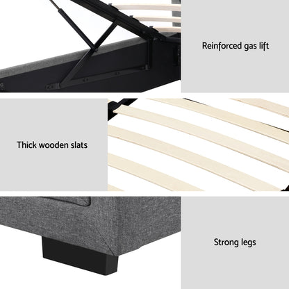 Artiss Bed Frame King Single Size Gas Lift Mattress Base with Storage Fabric-Bed Frames-PEROZ Accessories