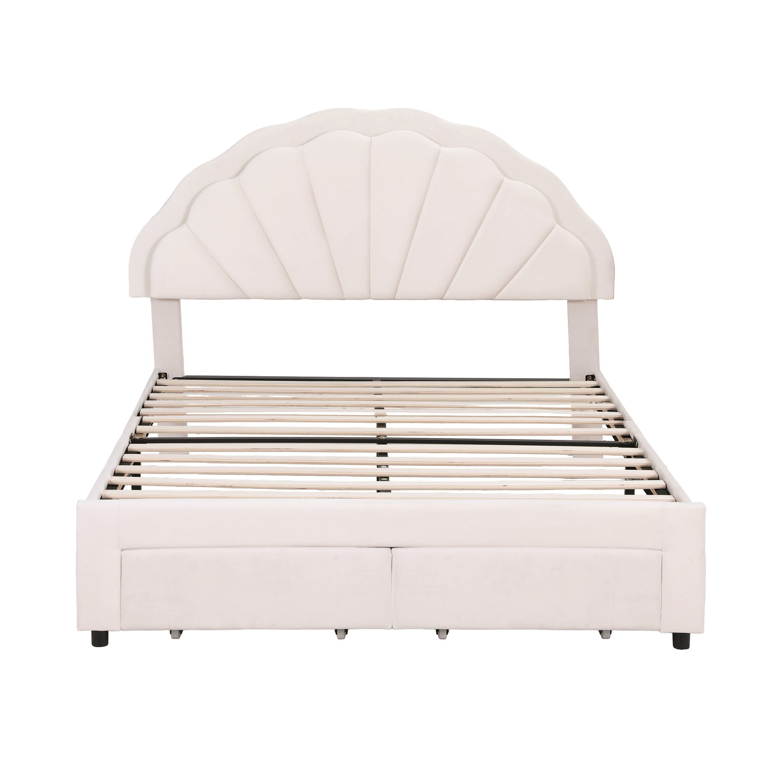 Artiss Double Bed Frame with 2 Storage Drawers Upholstered Velvet Platform Bed LED Headboard-Furniture > Bedroom > Beds &amp; Bed Frames-PEROZ Accessories