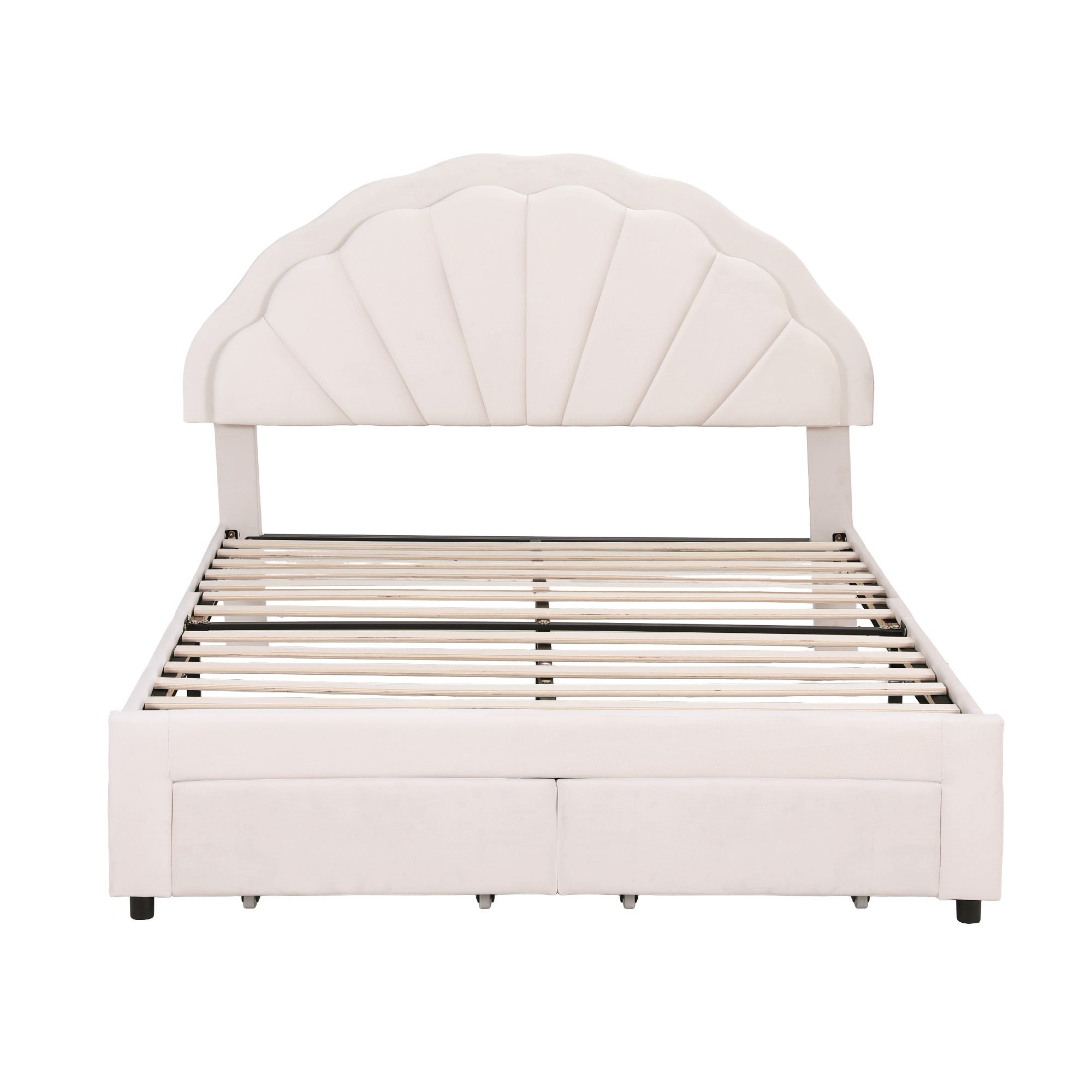 Artiss Double Bed Frame with 2 Storage Drawers Upholstered Velvet Platform Bed LED Headboard-Furniture > Bedroom > Beds &amp; Bed Frames-PEROZ Accessories