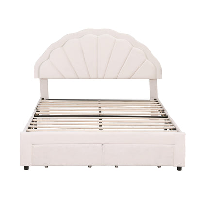 Artiss Double Bed Frame with 2 Storage Drawers Upholstered Velvet Platform Bed LED Headboard-Furniture > Bedroom > Beds &amp; Bed Frames-PEROZ Accessories