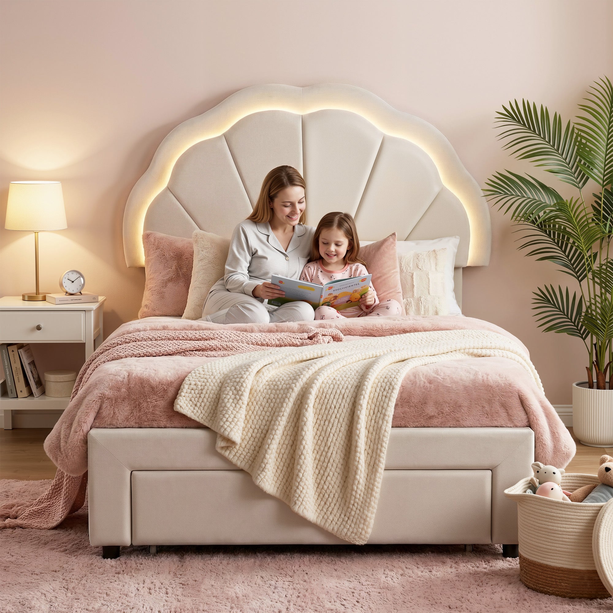 Artiss King Single Bed Frame with Storage Drawer Upholstered Velvet Platform Bed LED Headboard-Furniture > Bedroom > Beds &amp; Bed Frames-PEROZ Accessories