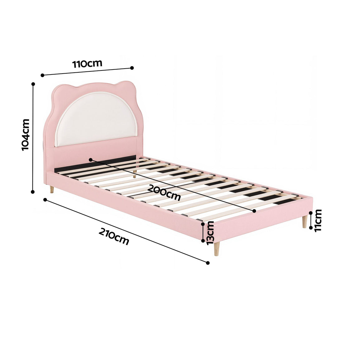 Artiss King Single Pink Kids Bed Frame for Girls Bedroom Cute Animal Upholstered-Furniture > Bedroom > Beds &amp; Bed Frames-PEROZ Accessories