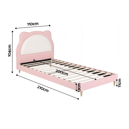 Artiss King Single Pink Kids Bed Frame for Girls Bedroom Cute Animal Upholstered-Furniture > Bedroom > Beds &amp; Bed Frames-PEROZ Accessories