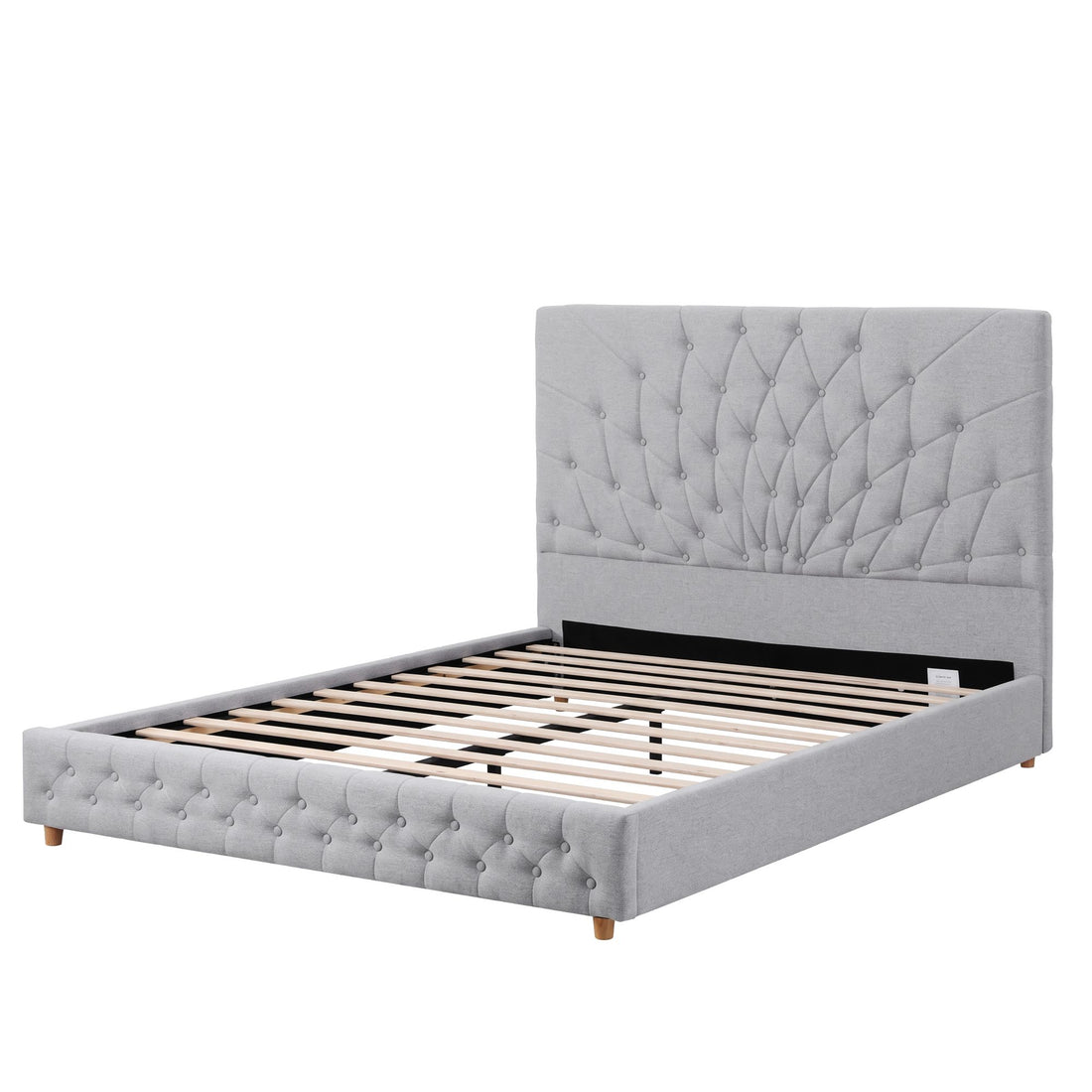 Artiss Queen Bed Frame with Tufted Headboard and Plywood Slats Grey-Furniture > Bedroom > Beds &amp; Bed Frames-PEROZ Accessories