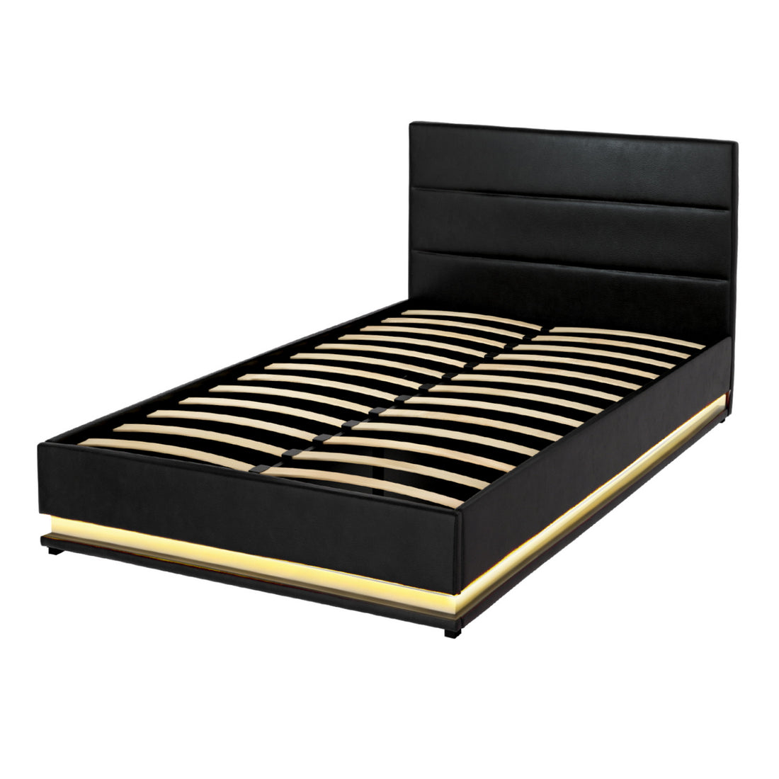 Artiss RGB LED Bed Frame King Single Size Gas Lift Base Storage Leather LUMI-Bed Frames-PEROZ Accessories