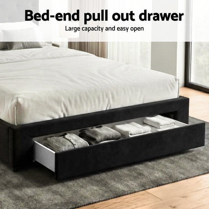 Artiss Double Bed Frame Storage Charging Station Upholstered 3 Drawers USB Type-C-Furniture > Bedroom > Beds &amp; Bed Frames-PEROZ Accessories