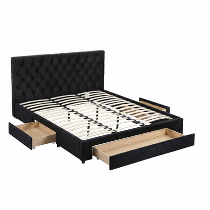 Artiss King Bed Frame Storage Charging Station Upholstered 3 Drawers USB Type-C-Furniture > Bedroom > Beds &amp; Bed Frames-PEROZ Accessories