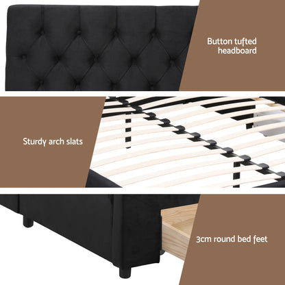 Artiss King Bed Frame Storage Charging Station Upholstered 3 Drawers USB Type-C-Furniture > Bedroom > Beds &amp; Bed Frames-PEROZ Accessories