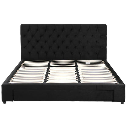 Artiss King Bed Frame Storage Charging Station Upholstered 3 Drawers USB Type-C-Furniture > Bedroom > Beds &amp; Bed Frames-PEROZ Accessories